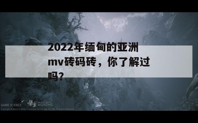 2022年缅甸的亚洲mv砖码砖，你了解过吗？